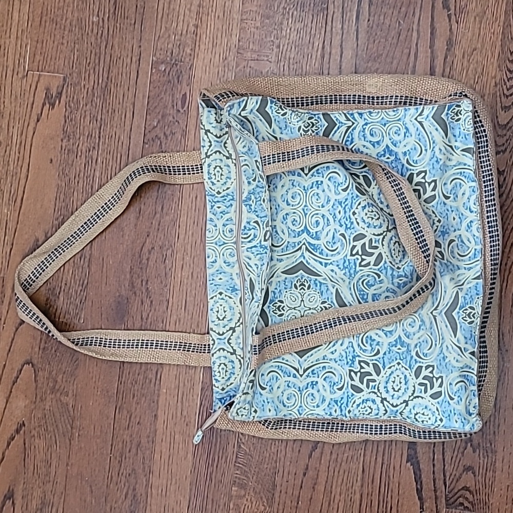 Cotton & Jute crab/shell printed beach bag - Picture 3 of 5
